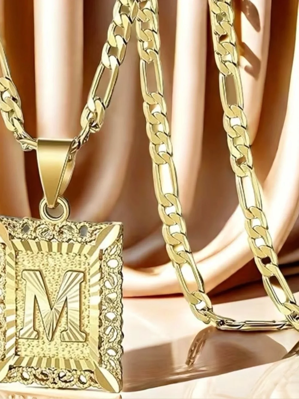 Gold Initial Pendant Necklace Unisex